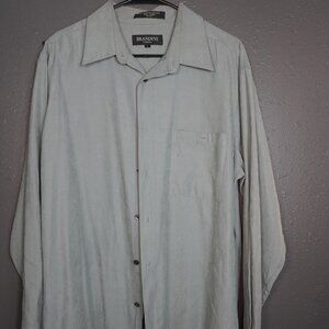 Brandini Mens Light Blue Fuax Suede Polyester Button Down Long Sleeve Size Large
